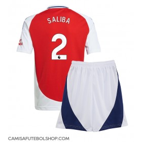 Camisa de time de futebol Arsenal William Saliba #2 Replicas 1º Equipamento Infantil 2024-25 Manga Curta (+ Calças curtas)